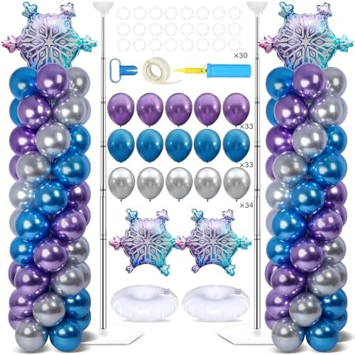 2 Sets Snow Balloon Column Stand Adjustable Winter Wonderland Balloon Decor by Naozinebi