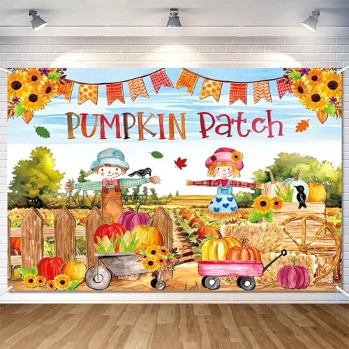 7x5ft Fall Pumpkin Patch Backdrop Banner Cute Pumpkin Patch Decorations Indoor Outdoor for Kids Fun Fall Festival Scene Thanksgiving Photo Booth Background Tapestry Wall Decor - Image 2