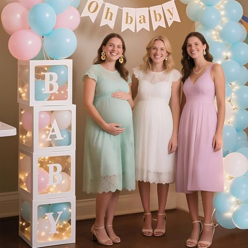 Ledido Baby Boxes with Letters & Balloons & Fairy Lights for Baby Shower - Image 5