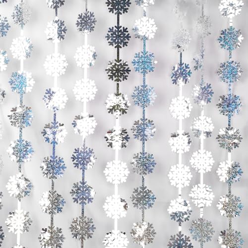 BRAVESHINE Party Snowflake Backdrop Hanging Snow Flakes Foil Fringe Curtain - Image 2