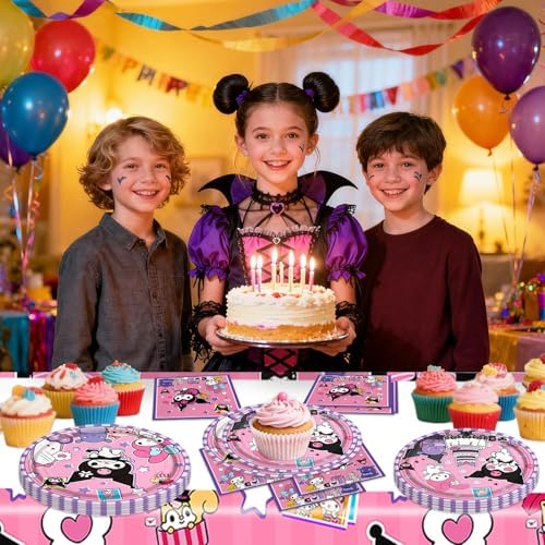 41Packs Kuromis Birthday Decorations Include 20 Plates, 20 Napkins and 1 Tablecover for Kuromis Birthday Party Supplies (kuluomi) - Image 6