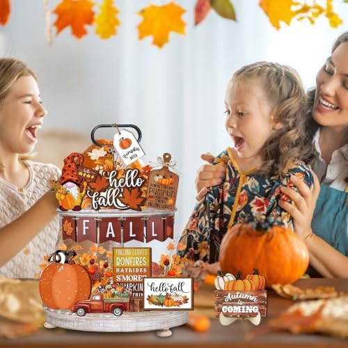 Quimoy 19 Pcs Fall Tiered Tray Decor - Image 6
