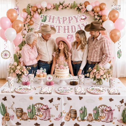 201pcs Western Cowgirl Birthday Party Decorations Tableware Set, 25 Serves - Image 3