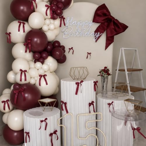 Burgundy White Balloon Arch Kit for Birthday Decor - Image 2
