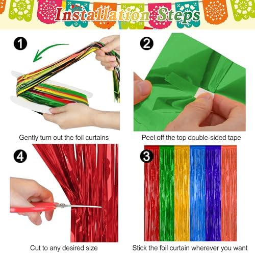 ZATAYE 2 Pack Mexican Color Fiesta Foil Curtain Streamer Decorations - Image 3