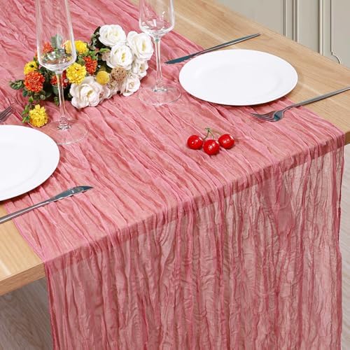 1 Pack Cheesecloth Table Runner 10Ft Christmas Gauze Boho Table Runners for Wedding Decor Bridal Shower Decorations Baby Shower Party(35" x 120") by Home