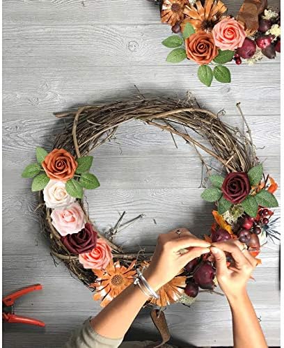 AmyHomie Burgundy Shades Rose 25pcs Real Looking Artificial Flowers w/Stem - Image 4