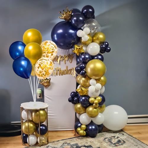 6 Set Balloon Stand Kit for Table Centerpieces With Balloon and Base Party Decorations for Birthday Wedding Retirement Graduation Baby Shower (Navy Gold) - Image 4