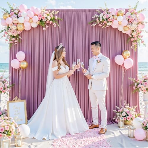 Dusty Pink Backdrop Curtain for Parties Wedding Wrinkle Free Pink Photo Curtains Backdrop Drapes Fabric Decoration for Birthday Party Baby Shower 5ft x 7ft,2 Panels by Tao-GePartyDecorations