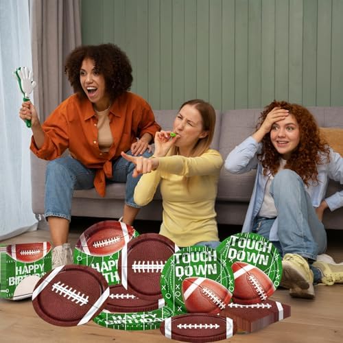 Football Party Supplies Paper Plates and Napkins for Football Birthday Party Football Gameday Tailgate Party, Football Theme Party Decoration, Serve 25 - Image 3
