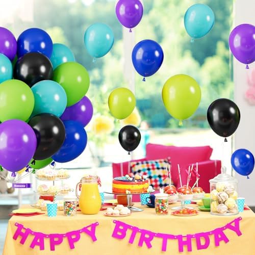 Purple Green Blue Balloons for Monster Video Game Birthday Halloween Party - Image 4