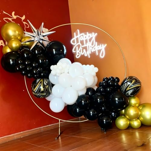 Hiquaty Black and Gold Balloons,50pcs 12 Inch Black White Gold Balloons - Image 5