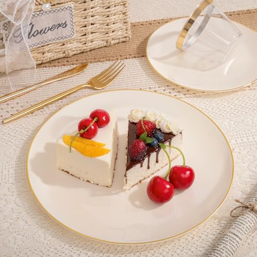bUCLA 150PCS Ivory Plastic Plates - Heavy Duty Cream Disposable for Party, Thanksgiving, Fall Harvest & Autumn- Include 25 Each（Dinner & Dessert） Plates, 25 Knives, 25 Forks, 25 Spoons & 25 Cups - Image 6