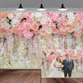 9x6ft Pink Rose Flower Wedding Photography Backdrop Spring Floral Photography Backdrop Valentine's Day Mother's Day Girl Birthday Baby Shower Wedding Bridal Party Banner Photo Booth Props Background by Mtsxfy