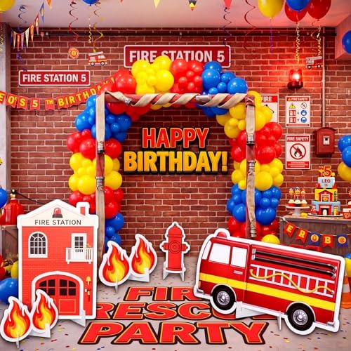 Honoson 5 Pcs Large 3FT Firefighter Birthday Decorations Cardboard Cutouts - Image 6