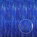 GOER 3.2 ft x 8.2 ft Metallic Tinsel Foil Fringe Curtains Party Photo Backdrop Party Streamers for Birthday,Graduation,New Year Eve Decorations Wedding Decor(1 Pack,Shiny Blue) by GOER