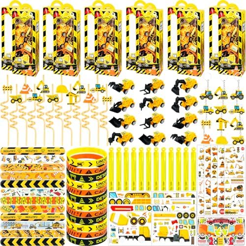 Construction Party Favors - for 12Guests, Construction Birthday Party Decorations Supplies, Construction Theme Toys for Goodie Bag Stuffer, Pinata Filler Gifts by We1stdsee
