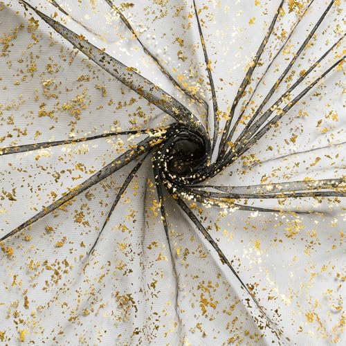 Artoid Mode 3Pcs Black Gold Gauze Table Runner 120 Inch 10FT, Glitter Metallic Foil Sheer Dining Wedding Anniversary Holiday Birthday Table Decor for Home Party - Image 5