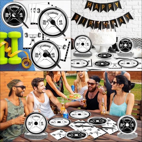 50 Guests Gym Birthday Party Supplies Decoration Bodybuilder Plates and Napkins Forks Weightlifting Tableware Barbell Birthday Party Paper Plates for Gym Lovers and Weight Lifters 200PCS - Image 6