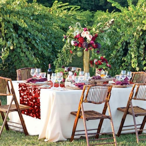 VHH Sequin Table Runner 12 x 108 inches Red Table Runner, Glitter Runner for Party Wedding Birthday, Party Spring Easter Rustic, Birthday Supplies Decorations (3 Pack). - Image 6