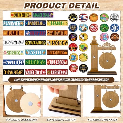 RattanView 41 Pcs Interchangeable Seasonal Wood Sign,Dark Brown - Image 3