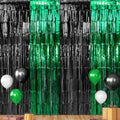 6Pack 3.3Ft x 6.6Ft Graduation Foil Fringe Curtain Backdrop Decorations, Green Black Metallic Tinsel Foil Streamers Curtain Photo Booth Background for Graduation Prom Wedding Birthday Party Decoration by Zachely