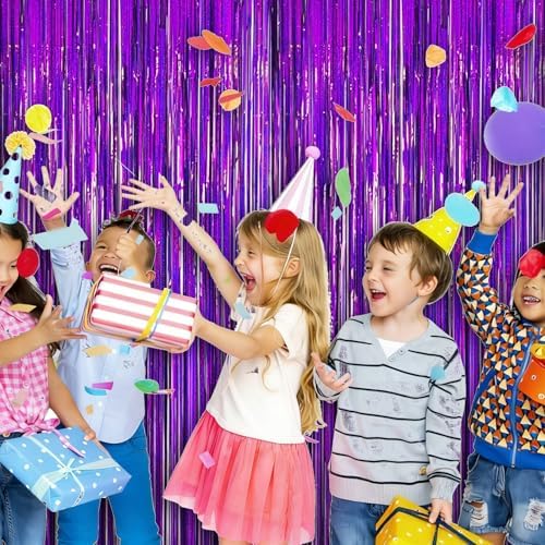 5 Pack 3.28ft x 6.56ft Glitter Purple Tinsel Foil Fringe Curtains, Photo Booth Backdrop Party Decorations for Birthday Wedding Baby Shower Graduation Bachelorette New Years - Image 6
