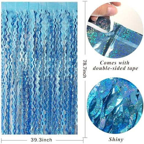 Tinsel Foil Fringe Curtains Wavy Backdrop for Parties Sparkle Metallic Wavy Foil Fringe Backdrop Curtain for Party Decorations Photo Booth Props for Birthday Graduation Wedding - Image 2