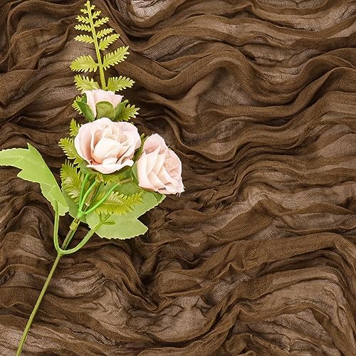 Brown 10FT Cheesecloth Table Runner Boho Gauze Fabric Table Runner Rustic Sheer Runner for Wedding Bridal Baby Shower Birthday Party Boho Table Decor（1 Pack Brown） - Image 5