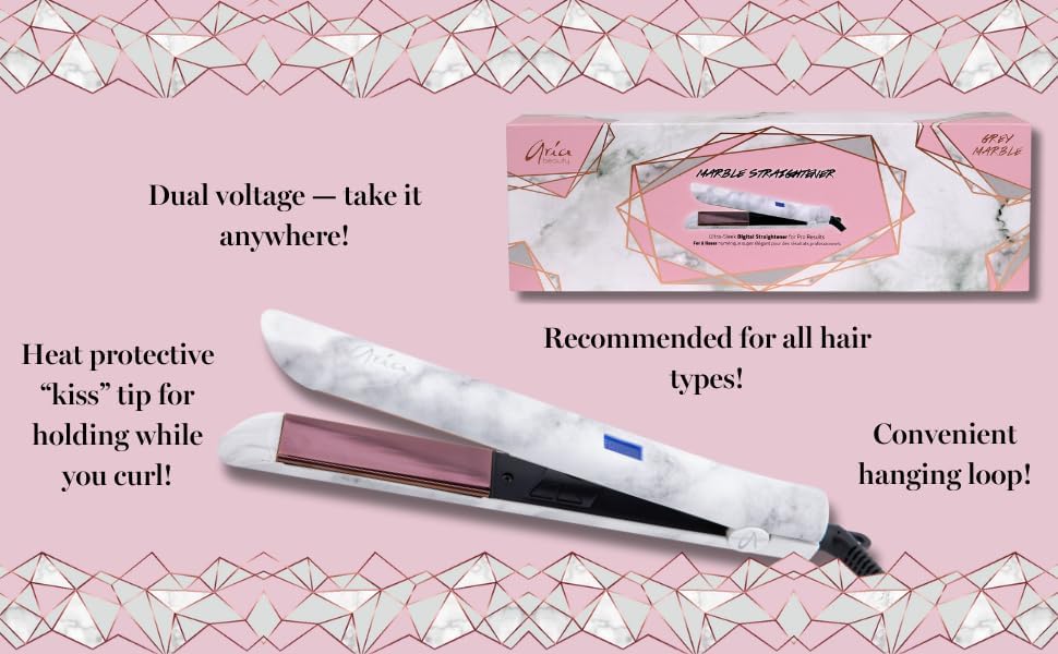 Aria Beauty 1" Infrared Marble Digital Straightener, Aria Beauty Flat Iron with Ionic Technology, Negative Ions Reduce Frizz, 3 Year Warranty - Image 4