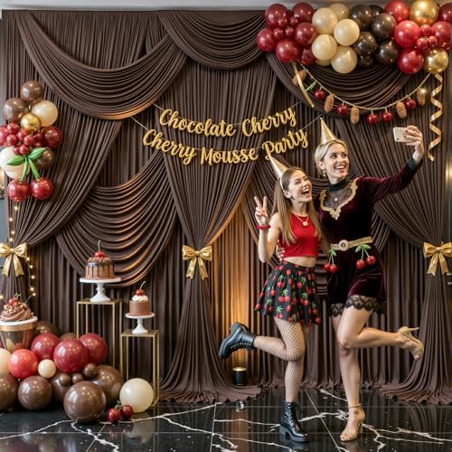 10 Panels Brown Backdrop Curtain for Parties Wedding Wrinkle Free Brown Photo Curtains Backdrop Drapes Fabric Decoration for Birthday Party Baby Shower 50ft(W) x 10ft(H) - Image 2