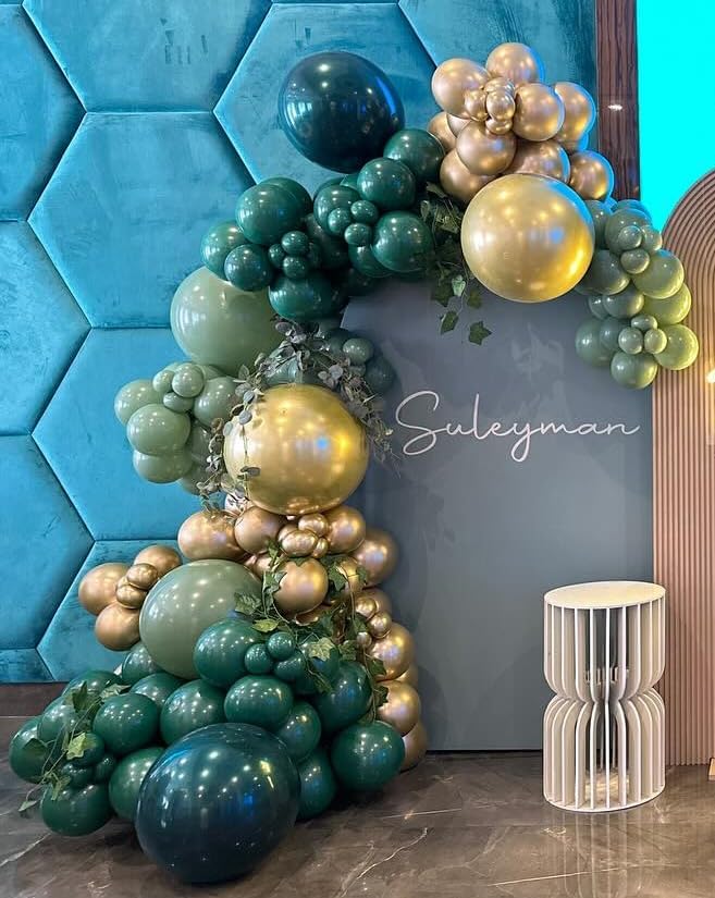 Green and Gold Balloon Arch Kit, Dark Emerald Green Hunter Forest Sage Green Metallic Gold Balloon Garland kit, 18 12 10 5 Inch Balloons for Birthday Wedding Jungle Safari Party Decorations - Image 4