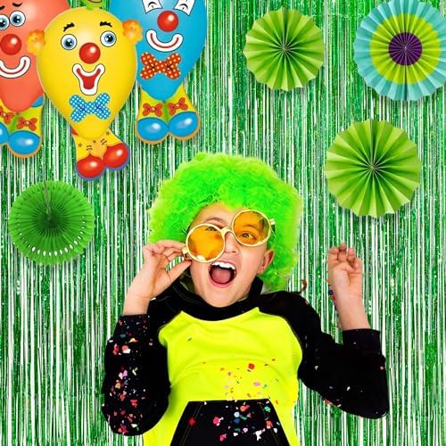 Green Tinsel Curtain Party Backdrop - 2 Packs - Image 5