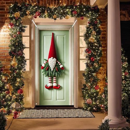 BlissYard Christmas Door Cover Red Hat Gnome 35 x 71 Inch - Image 5
