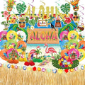 DMIGHT 101PCS Hawaiian Themed Party Decorations Set, Tropical Beach Aloha Summer Party Supplies, Including Backdrop, Table Skirt, Honeycomb Centerpieces, Balloons for Luau, Tiki Birthday Party by DMIGHT