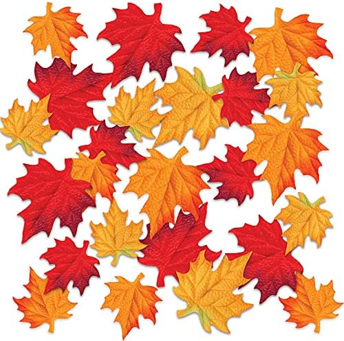 Beistle Deluxe Colorful Polyester Fabric Autumn Leaves for Weddings and Events Fall Decorations Thanksgiving Table Party Supplies by Beistle
