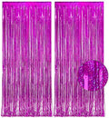 Magenta Tinsel Curtain Party Backdrop 3.2ft X 8.2ft 2 PCS by GREATRIL