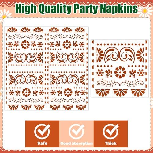 96Pcs Platos De Barro Mexicanos Cielito Lindo Terracotta Clay Party Plates Supplies Tableware Decorations Disposable Paper Plates Napkins Forks for Birthday Wedding Baby Shower, Serves 24 - Image 4