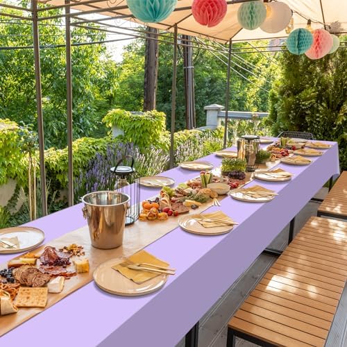 16 Pack Light Purple Plastic Tablecloth for Rectangle Tables, Premium Decorative Lavender Disposable Table Cloths for Parties, Rectangle Party Table Cover for Birthday Wedding Baby Shower, 54x108 Inch - Image 7