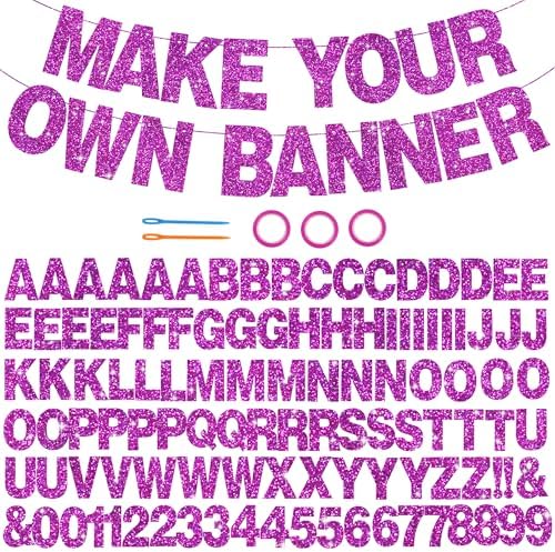 BEISHIDA Glitter Purple 116 PCS A-Z DIY Letter Custom Banner Party Decor by Beishida