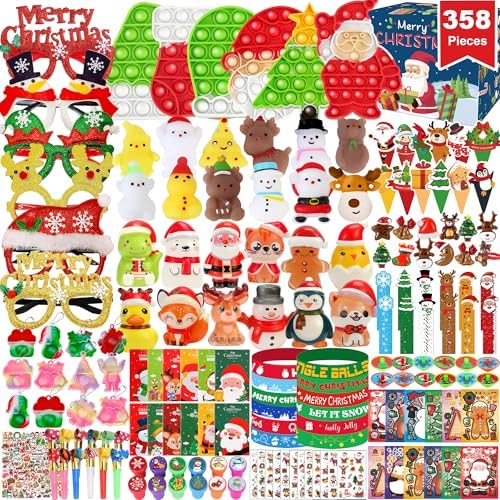 358PCS Christmas Party Favors Supplies Decoration, Goodie Bag Pinata Stocking Stuffers Bulk, Treasure Box Toy for Classroom Rewards, Advent Calendar Stuff Filler, Carnival Prizes, Xmas Birthday Gifts by Unknown