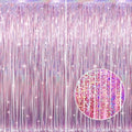 GOER 2 Pack 3.2 ft x 9.85 ft Metallic Tinsel Foil Fringe Curtains Party Photo Backdrop Party Streamers for Birthday,Graduation,New Year Eve Decorations Wedding Decor (Laser Pink) by GOER