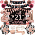 Happy 21st Birthday Decorations for Her, 21 Years Old Decor for Women by JKIYT