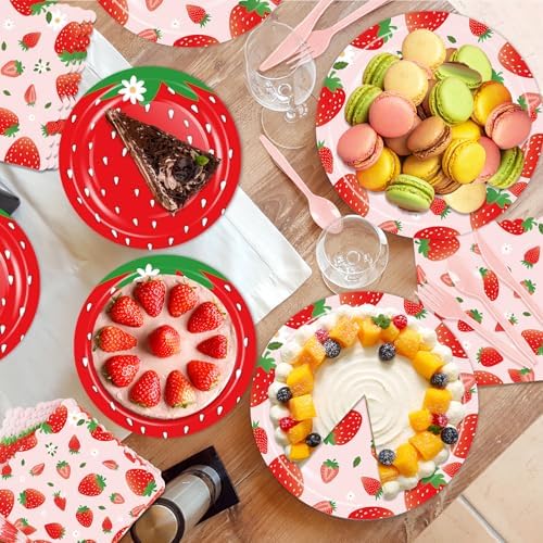Strawberry Birthday Party Supplies Kit, Disposable Tableware, Serves 25 - Image 2