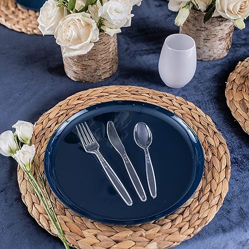 Party Bargains Disposable Cutlery set, Color: Clear Sapphire, Count: 720 Pcs: 120 Knives, 240 Spoons, 360 Forks - Image 4