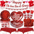 183PCS Happy Valentine's Day Party Supplies,Red Love Heart Disposable Paper Plate Napkin Cup Cutlery for 24 Guest,Banner Tablecloth Balloons for Galentines Anniversary Bridal Wedding Engagement Decor by FightingtoAchieve