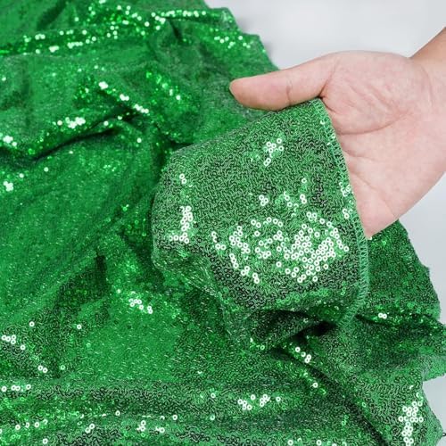 PartyDelight Green Sequin Backdrop Curtains 2x8ft 4 Panels - Image 3