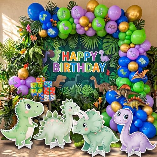 Honoson 4 Pcs 23" x 24" Large Dinosaur Cardboard Cutouts, Baby Shower Dino Birthday Party Decoration Backdrop Standup Yard Signs for Cute Dinosaur Photo Booth Props Party Supplies - Image 5
