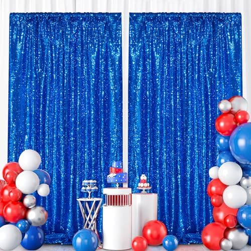 Navy Blue Sequin Backdrop Curtains,2 Panels 4FTx8FT Blue Curtain Backdrop Glitter Party Decorations Background Drapes for Wedding Birthday Anniversary Graduation Photo Booth Decor - Image 5