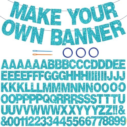 BEISHIDA Glitter Lake Blue 116 PCS A-Z DIY Letter Custom Banner Party Decor by Beishida
